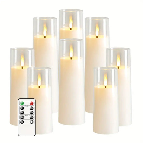 5pcs Flicker Flameless Candle Set with Remote Control and Timer - LED Candle for Festive Decor (White)